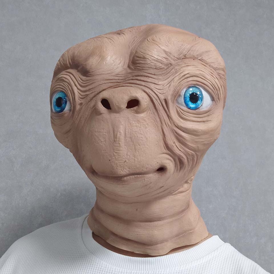 Latex Alien Mask Realistic - リアルなETエイリアンラテックスマスク ハロウィンカーニバルパーティー映画E.T. エクストラ・テレストリアル・コスプレ 不気味なE.T. エイリアンフルヘッドマスク