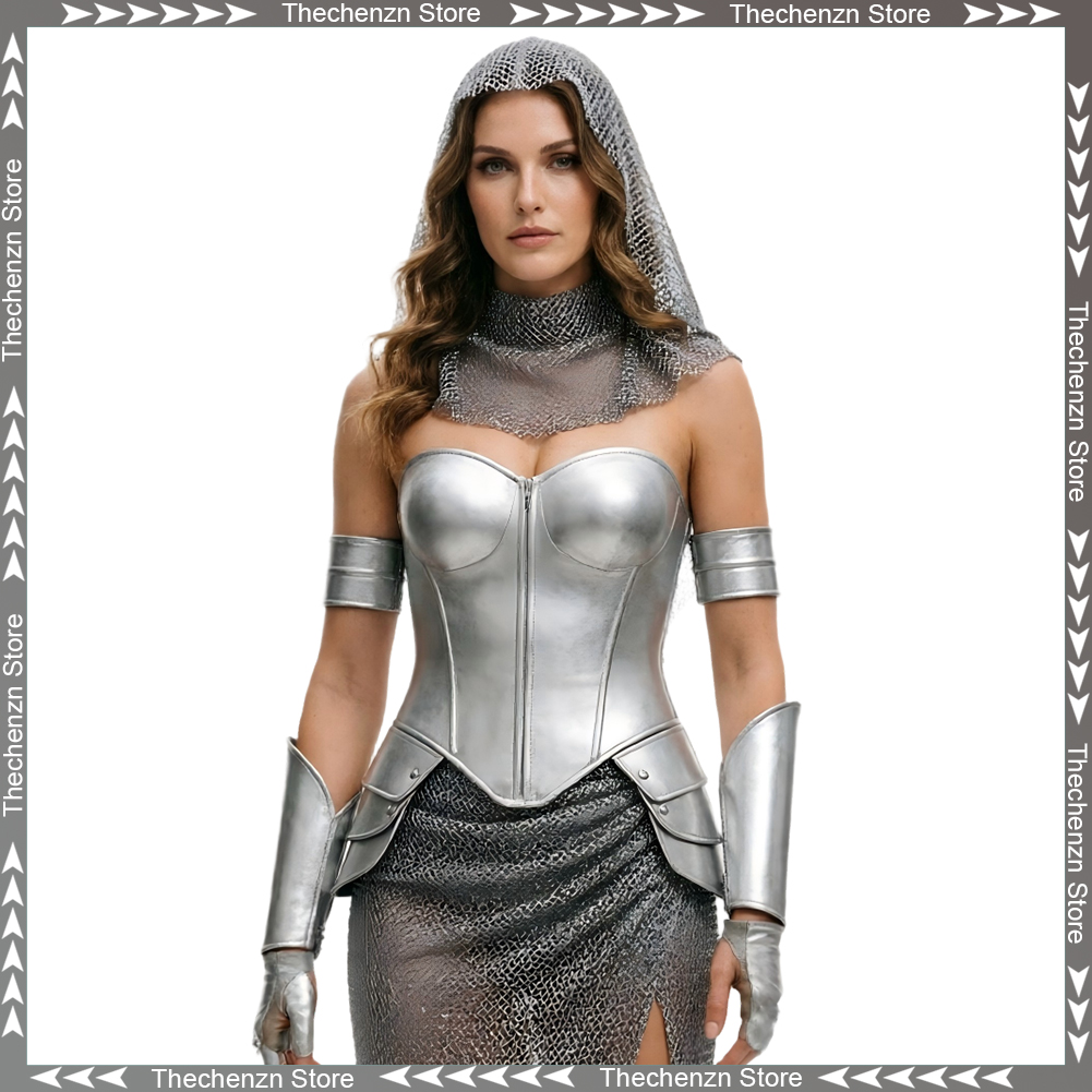 Medieval Renaissance Dress Women - ファンシードレス中世女性騎士コスプレ女性のための偽鎧服女性衣装ハロウィン女性ロールプレイパーティー衣装