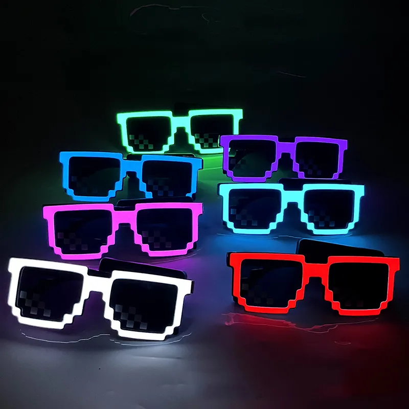 Glow In The Dark Party Glasses - ワイヤレスLEDライトアップグラス LEDピクセルサングラス パーティーグッズ 暗闇で光るネオンメガネ レイブパーティー ハロウィン用