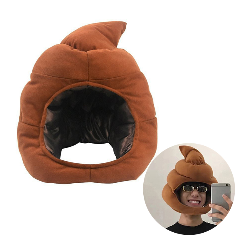 Fake Poop Gag Gift - かわいいクマの形のぬいぐるみの帽子、おもちゃ、面白い偽のポップ、完全なヘッドギア、茶色のキャップ、ギャグのギフト、コスプレパーティー、フォトアクセサリー、クリエイティブ