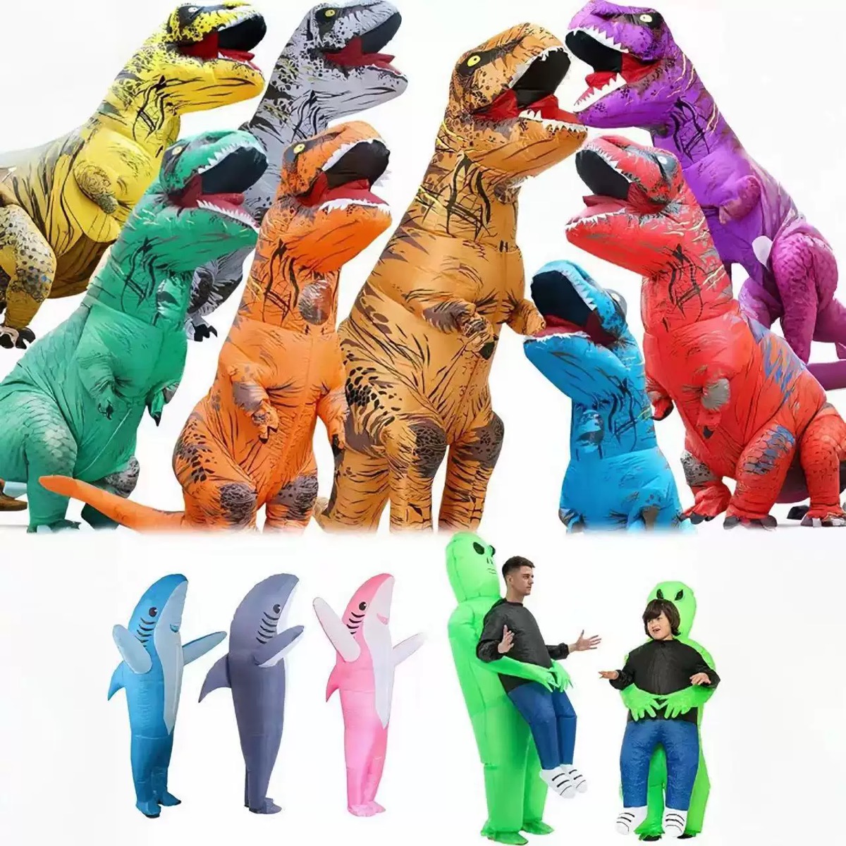 Inflatable Dinosaur Costume Adult - 大人用インフレータブルTレックスコスチューム、ユニセックス大人用インフレータブル恐竜衣装、面白いパーティーコスプレ、インフレータブル恐竜ドレス、カスタム