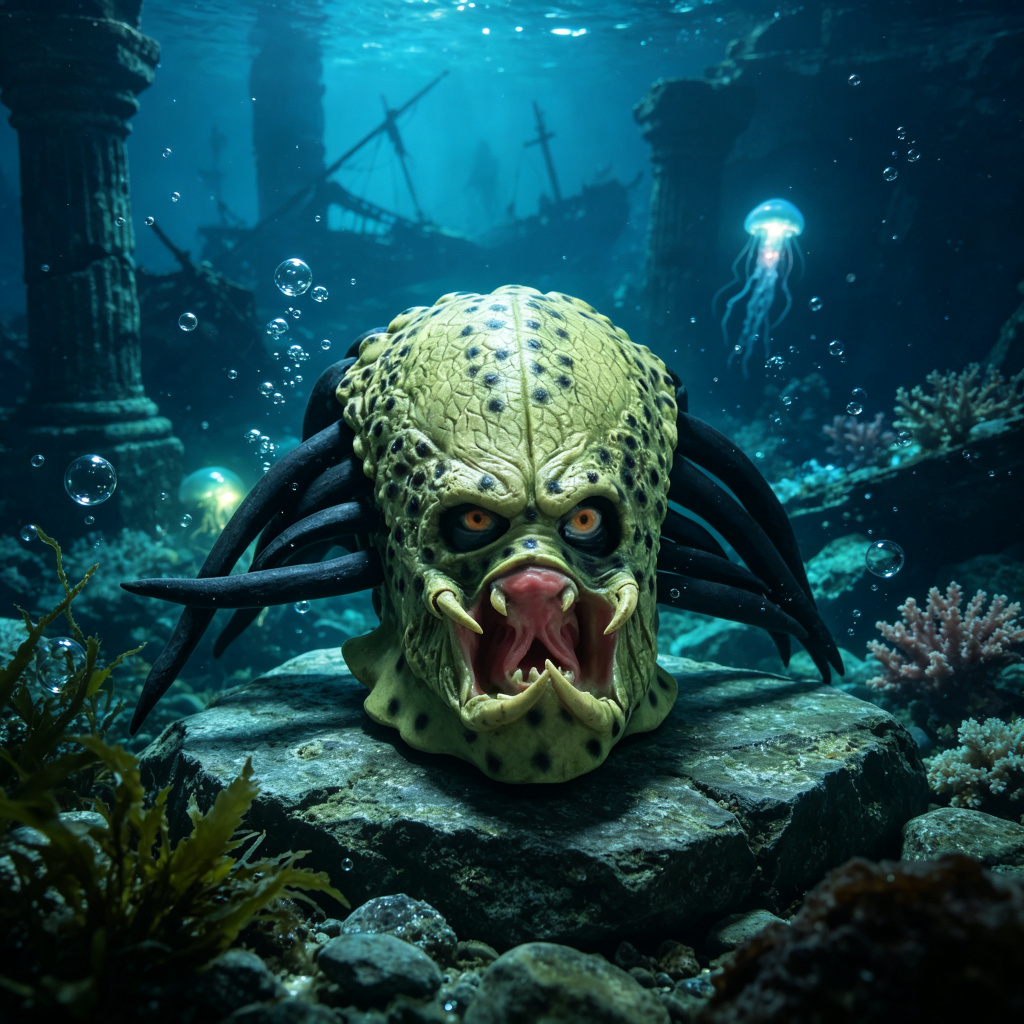 Latex Alien Mask Realistic - リアルなプレデターフルヘッドマスク、エイリアンデザインのラテックスコスプレヘルメット、ハロウィンパーティーデコレーション用