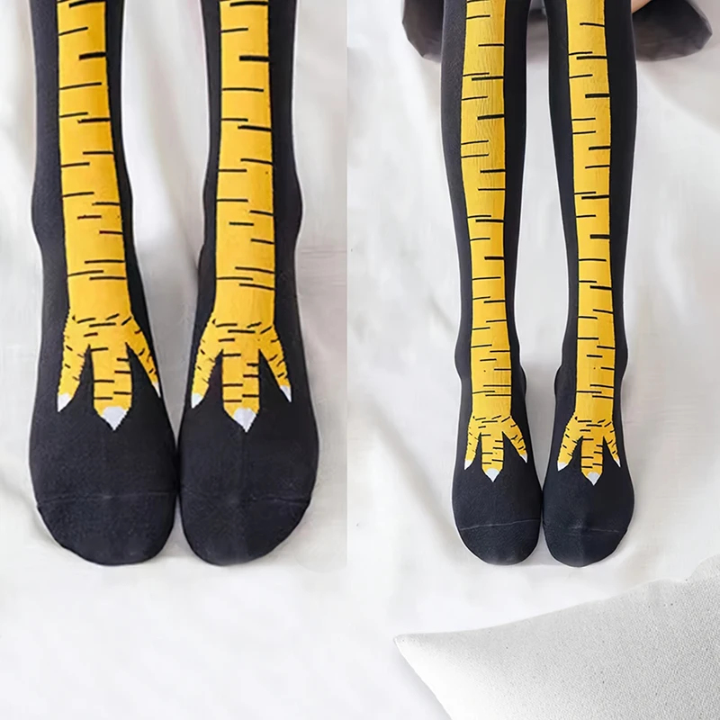Funny Chicken Leg Socks - 1/5/15足組 レディース ニーハイソックス トレンド カートゥーン 面白い鶏の爪ソックス