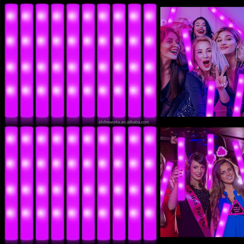 Flashing Led Foam Sticks Party - 20個入りフォームグロー スティック カラフルLED点滅グロー スティック グローDJナイトクラブコンサートグロー スティック