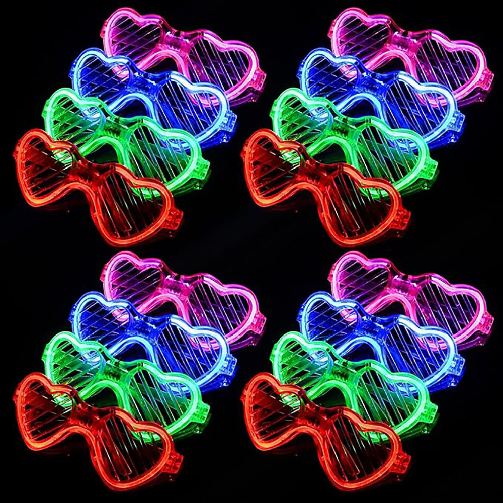 Glow In The Dark Party Glasses - 5/10/20/30/50 バルクライトアップメガネハート型 LED メガネ暗闇で光るパーティー用品誕生日結婚式パーティーの記念品