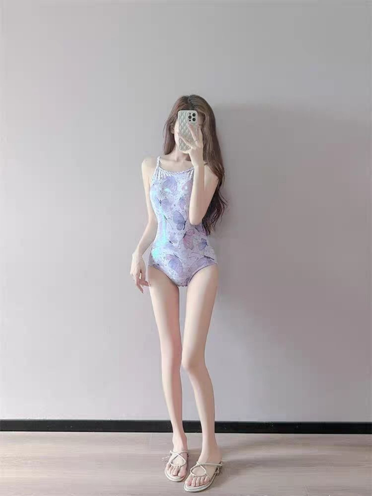 Costumes - フェアリースタイル三角カットアウトワンピース水着2026蝶柄アスレチック水着女性用スリムデザイン
