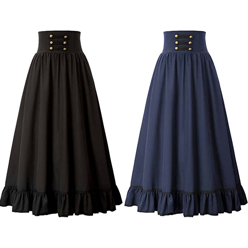 Medieval Renaissance Dress Women - 女性用ゴシック中世ビクトリア朝マキシスカート ヴィンテージルネサンスコルセットプリーツドレス ハロウィンカーニバルパーティーコスチュームコスプレ