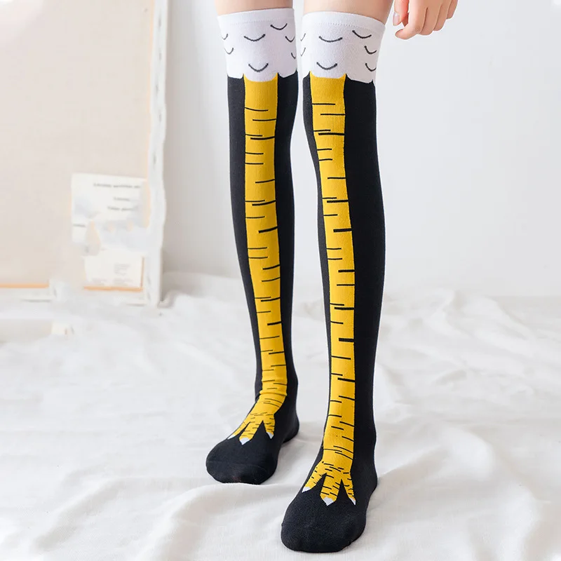 Funny Chicken Leg Socks - 面白い鶏の足ストッキングオーバーニー圧力薄脚ロングストッキング女性春秋冬中学生女子靴下