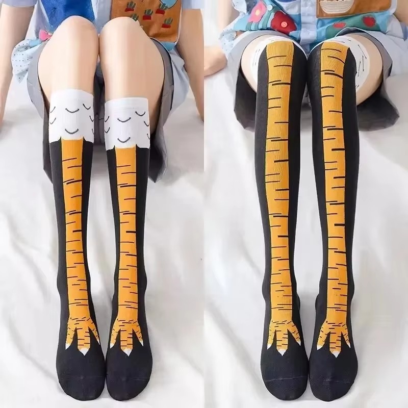 Funny Chicken Leg Socks - 面白い鶏の足ストッキング オーバーニー圧力薄脚ロングストッキング 女性 春秋冬 中高生女子靴下