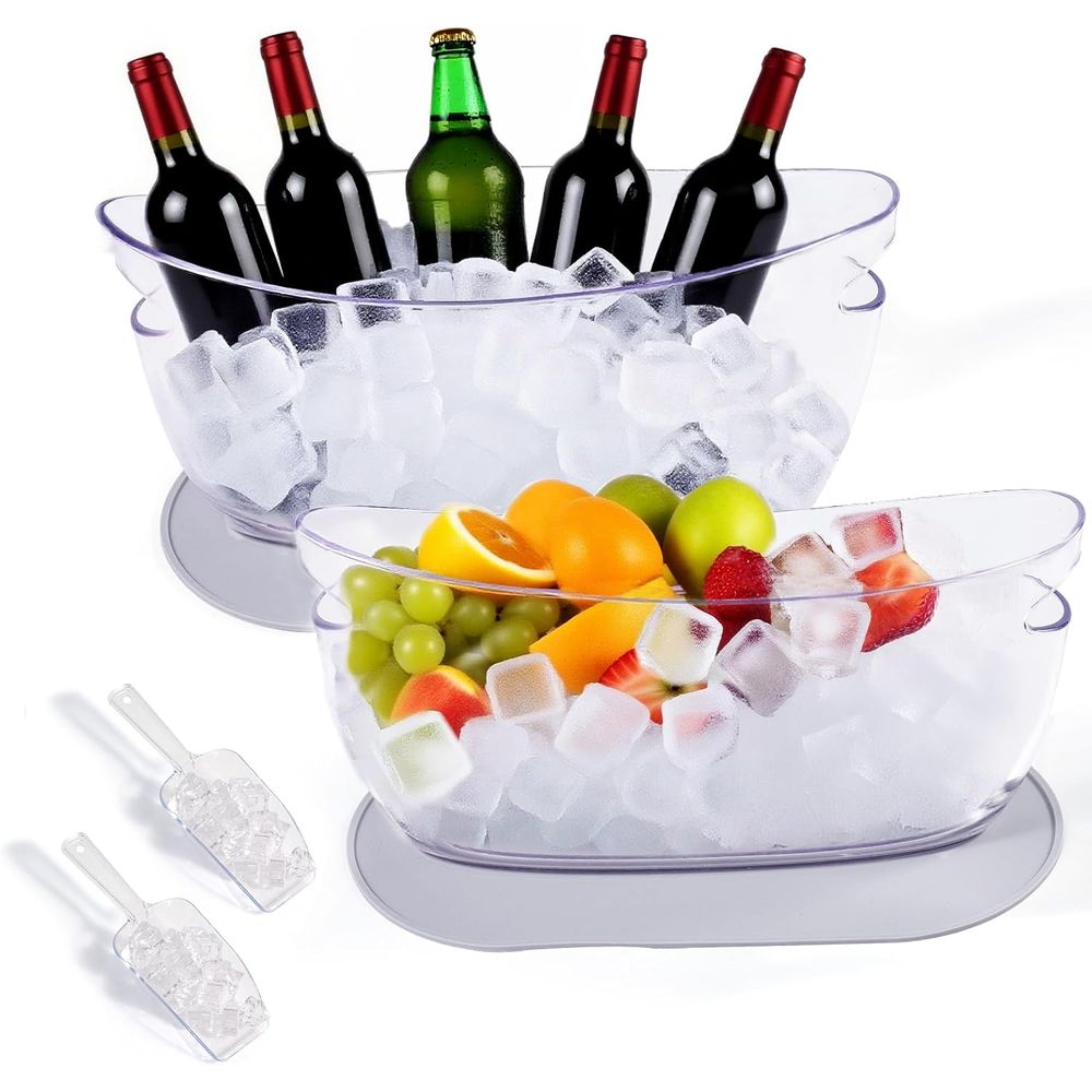 Party Supplies - アップグレードされた飲料用タブ、結露防止シリコンパッドとアイススクープセット付き、5.5Lアイス タブ、パーティークーラー、ミモザバー用品 | A