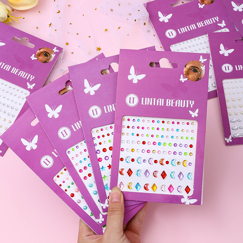 Party Supplies - ホットセール中！フェイスジェムステッカー、粘着式防水ティアドロップラインストーン、パーティーメイク、ネイルアート、美容用品に
