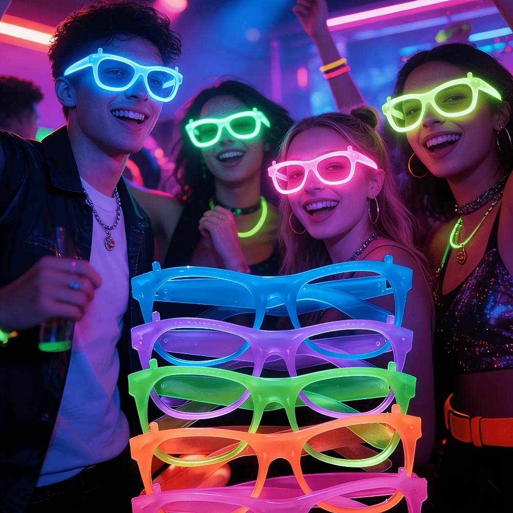 Glow In The Dark Party Glasses - 5/12 個 UV グローインザダークグラス ファッション カラフルな誕生日ライトアップ蛍光グラス