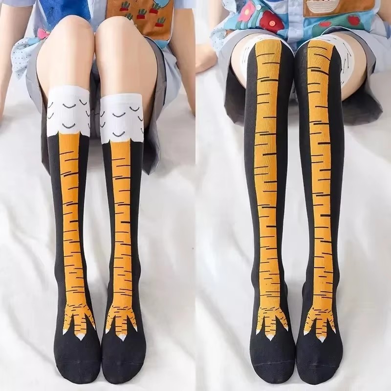 Funny Chicken Leg Socks - 面白い鶏の足ストッキング オーバーニー圧力薄脚ロングストッキング 女性 春秋冬 中高生女子靴下