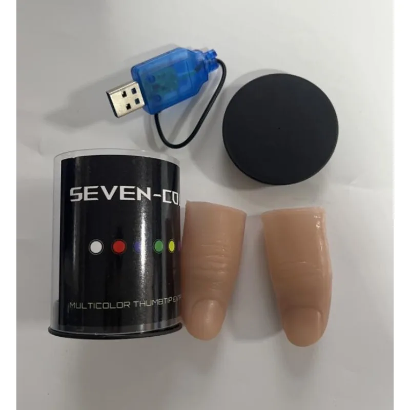 Thumb Tip Magic Trick Set - LEDライトセット,7色,超軽量,マジックトリック,プロのライトペア,舞台アクセサリー