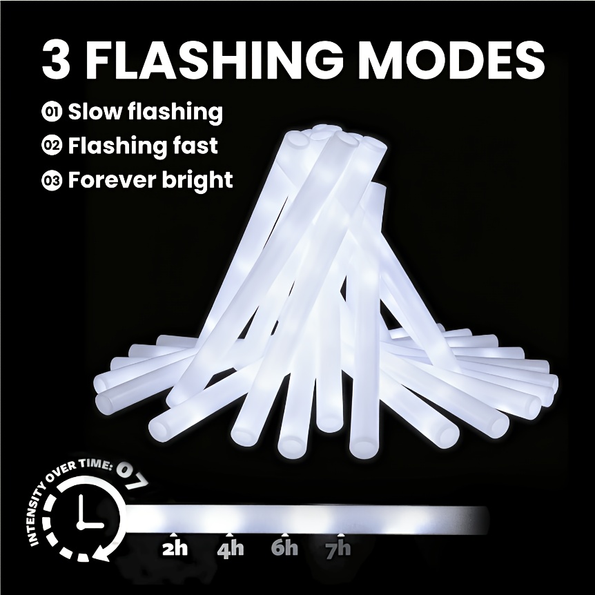 20/30 個 LED ホワイトフォームグロースティック 3 - Flashing Led Foam Sticks Party のレビューと価格