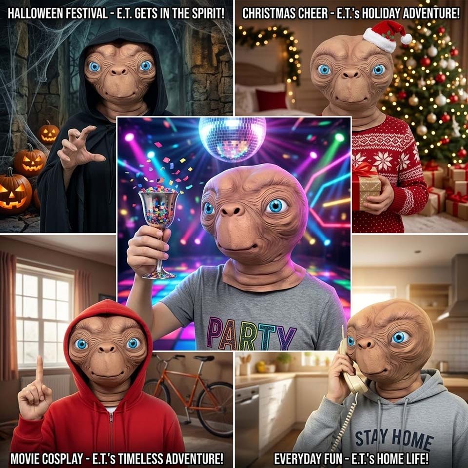 リアルなETエイリアンラテックスマスク ハロウィンカーニバル - Latex Alien Mask Realistic のレビューと価格