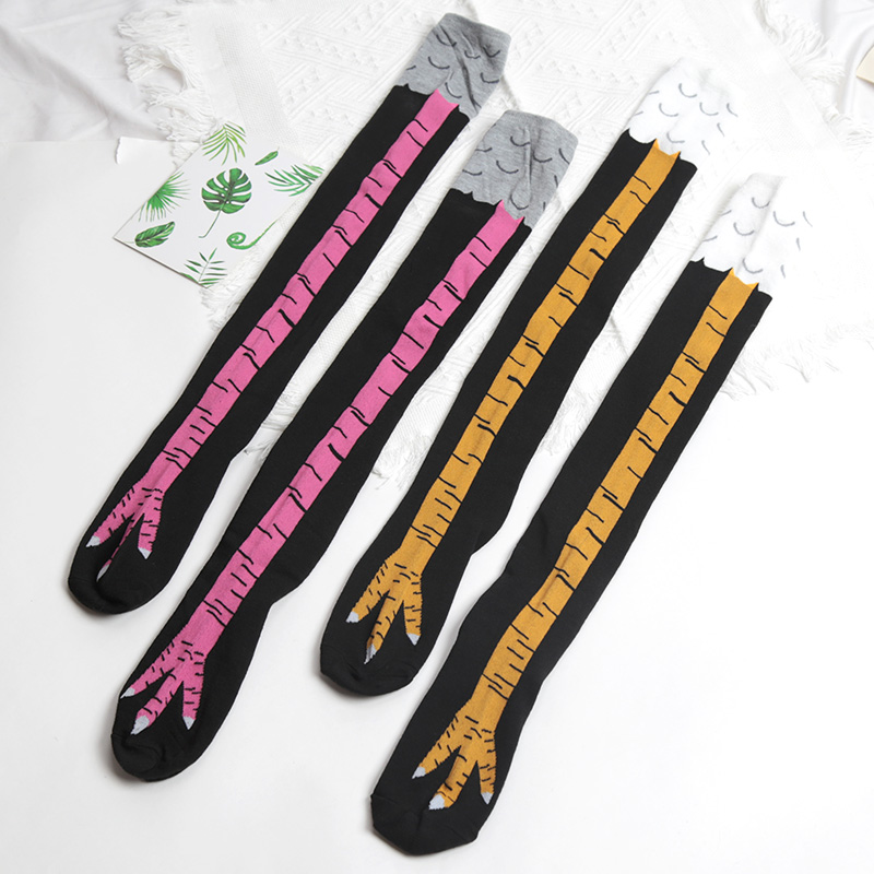 1足 レディース プリント ニーハイソックス トレンド 漫画 - Funny Chicken Leg Socks のレビューと価格
