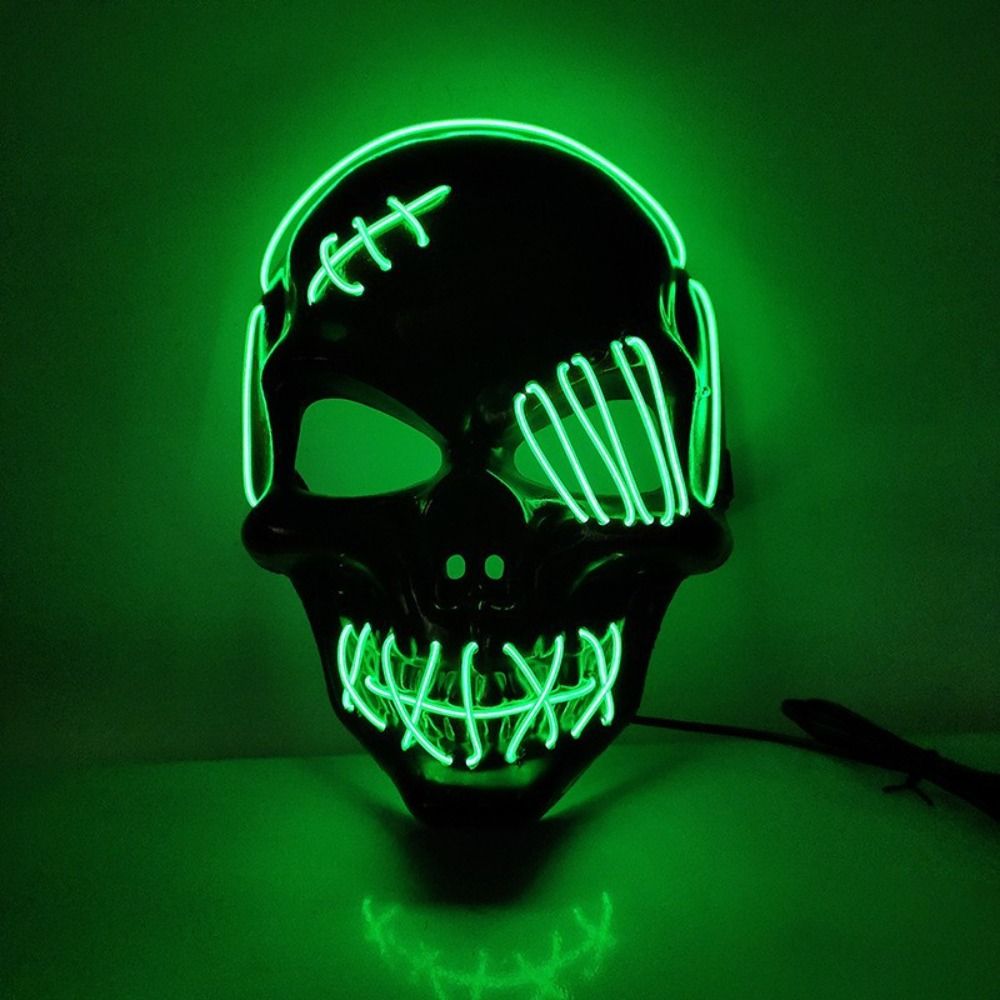 ゴシックハロウィンスカルグローイングマスクPPコールドライト - Led Purge Mask Halloween のレビューと価格