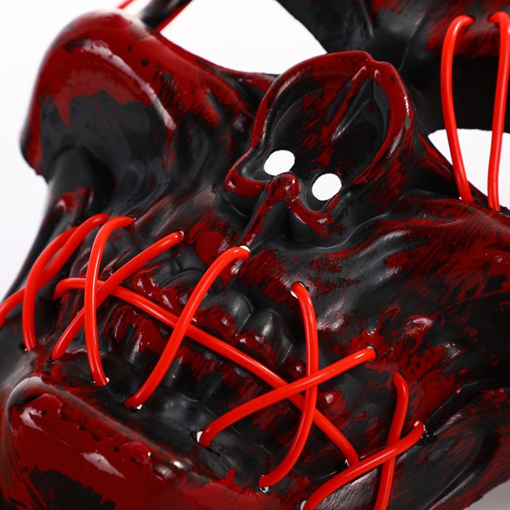 ゴシックハロウィンスカルグローイングマスクPPコールドライト - Led Purge Mask Halloween のレビューと価格