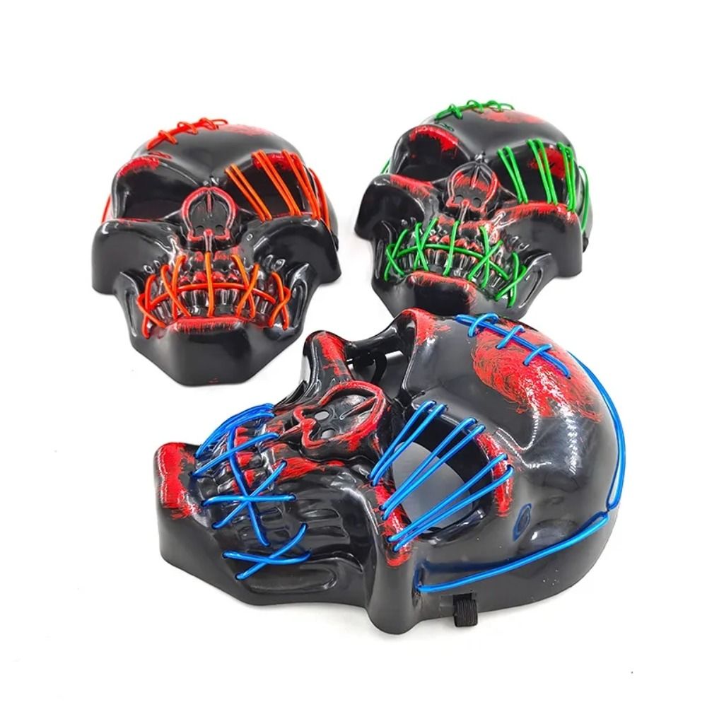 ゴシックハロウィンスカルグローイングマスクPPコールドライト - Led Purge Mask Halloween のレビューと価格