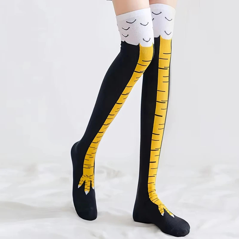 1/2/4 ペア女性ニーハイソックストレンディな漫画面白い鶏 - Funny Chicken Leg Socks のレビューと価格