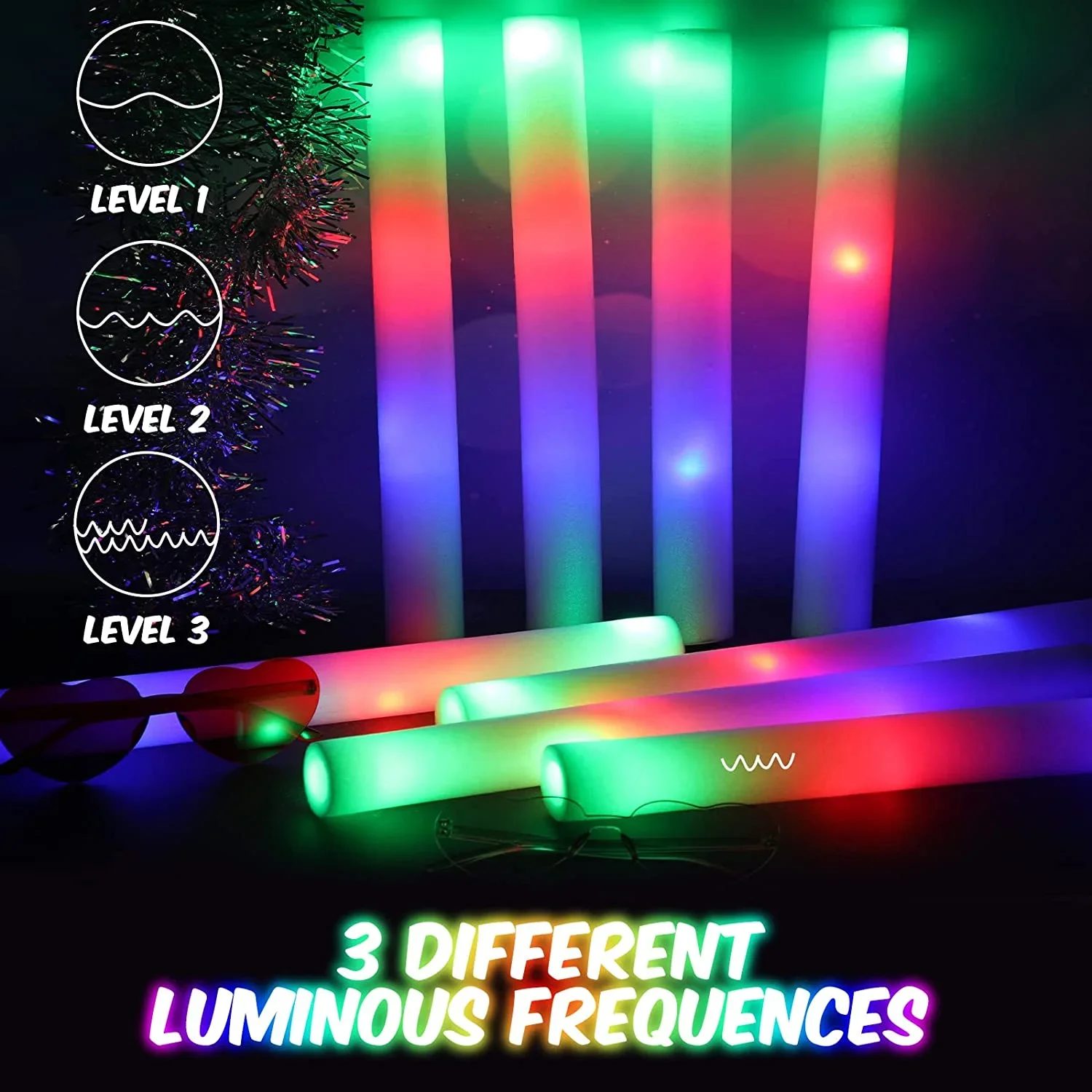 50個のLEDフォームグロースティック、8～10時間点滅、巨 - Flashing Led Foam Sticks Party のレビューと価格