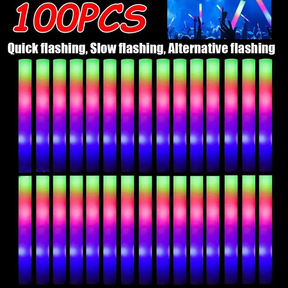 グロースティック バルク100本入り LEDライトアップフォ - Flashing Led Foam Sticks Party のレビューと価格