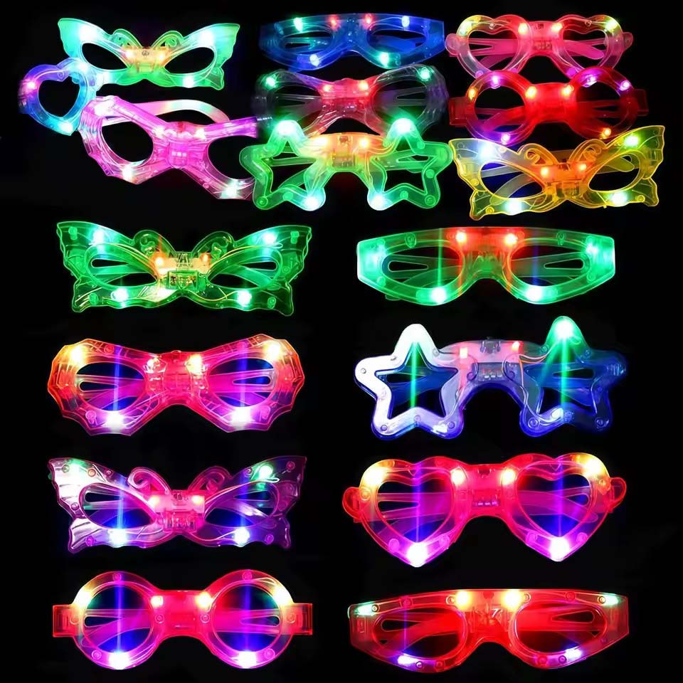 暗闇で光るメガネ　まとめ買いLEDライトアップメガネ　202 - Glow In The Dark Party Glasses のレビューと価格