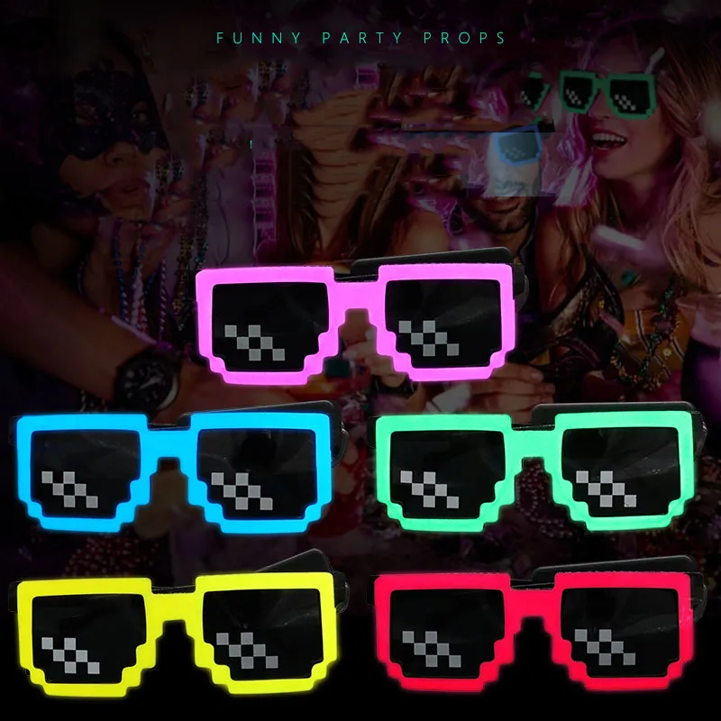 ワイヤレスLEDライトアップグラス LEDピクセルサングラス - Glow In The Dark Party Glasses のレビューと価格