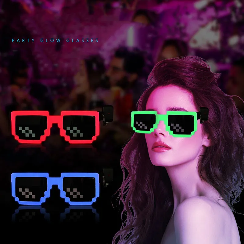 ワイヤレスLEDライトアップグラス LEDピクセルサングラス - Glow In The Dark Party Glasses のレビューと価格