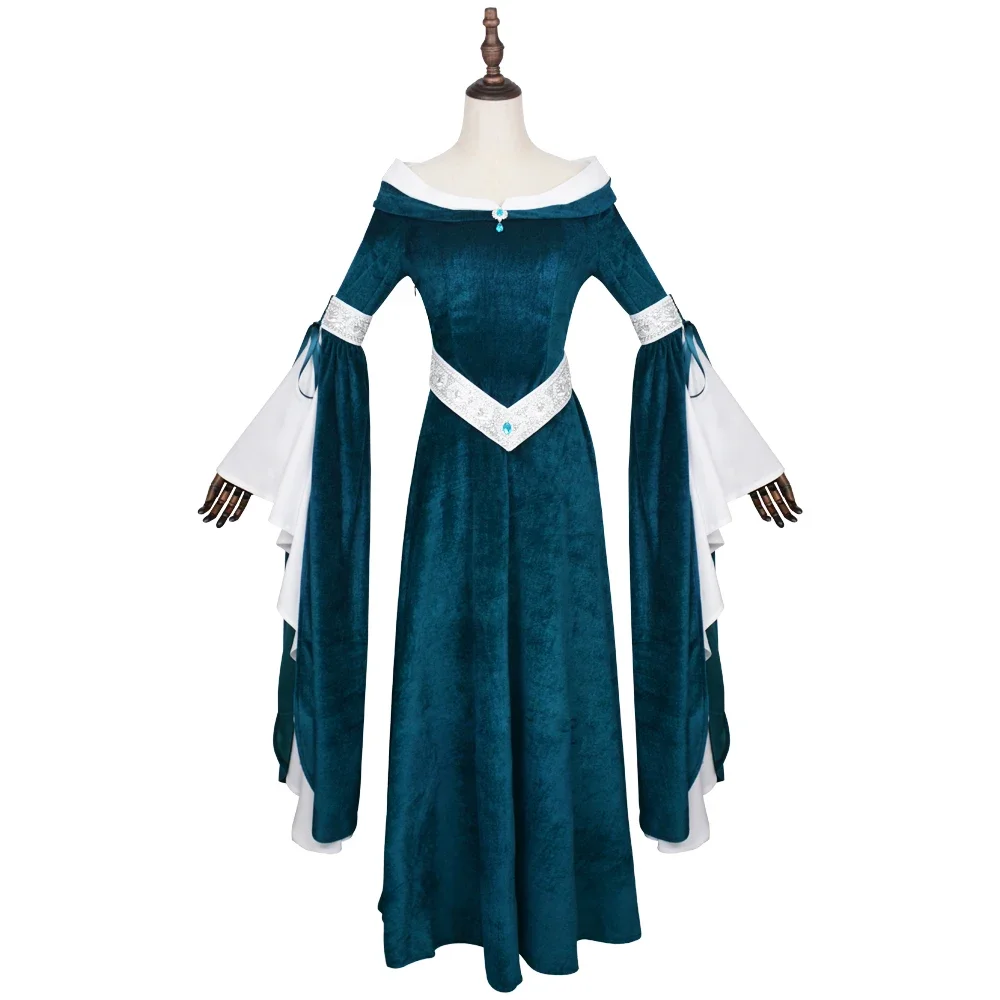 中世ルネサンスエルフスタイルドレス オフショルダー ティール - Medieval Renaissance Dress Women のレビューと価格
