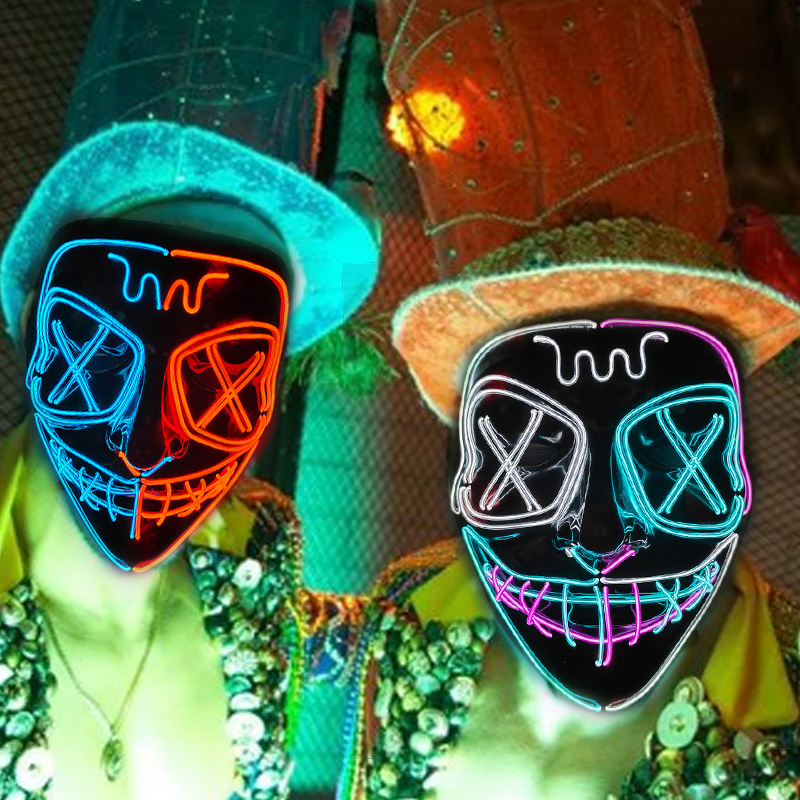 ワイヤレスLEDイルミネーションマスク,エルネオンマスク,カ - Led Purge Mask Halloween のレビューと価格
