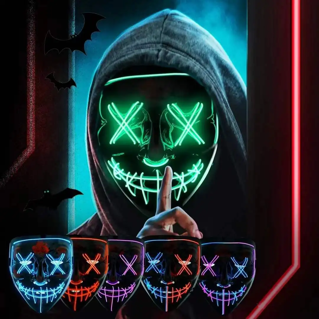 ワイヤレス怖い光るマスク、LEDライトパージ、ハロウィーンホ - Led Purge Mask Halloween のレビューと価格