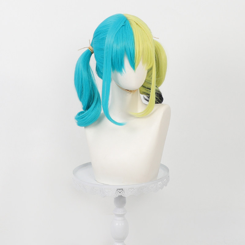 アニメカナリコスプレウィッグ耐熱黄緑ピグテール女性人工毛ハロ - Anime Cosplay Wig Heat Resistant のレビューと価格