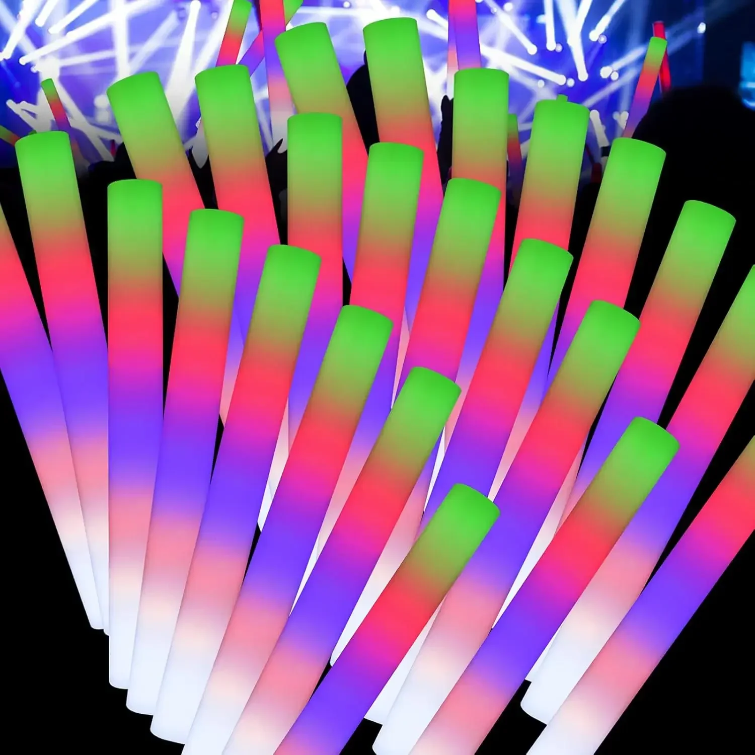 50個入りLEDフォームグロースティック、3つのモードでカラ - Flashing Led Foam Sticks Party のレビューと価格