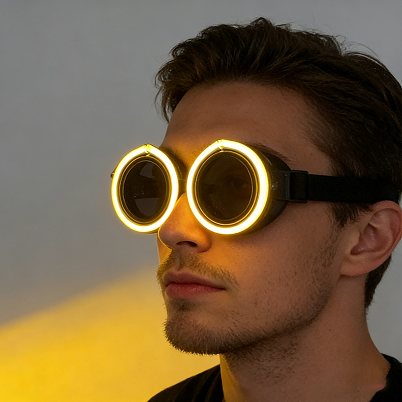 新入荷 丸型LED発光メガネ ダークレンズ レズスタイル ネ - Glow In The Dark Party Glasses のレビューと価格