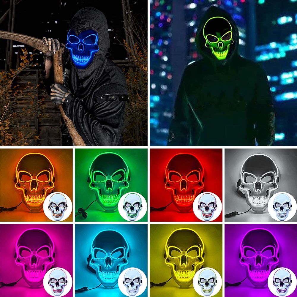 ファッションホラーハロウィンスカルマスク LED ライトコス - Led Purge Mask Halloween のレビューと価格
