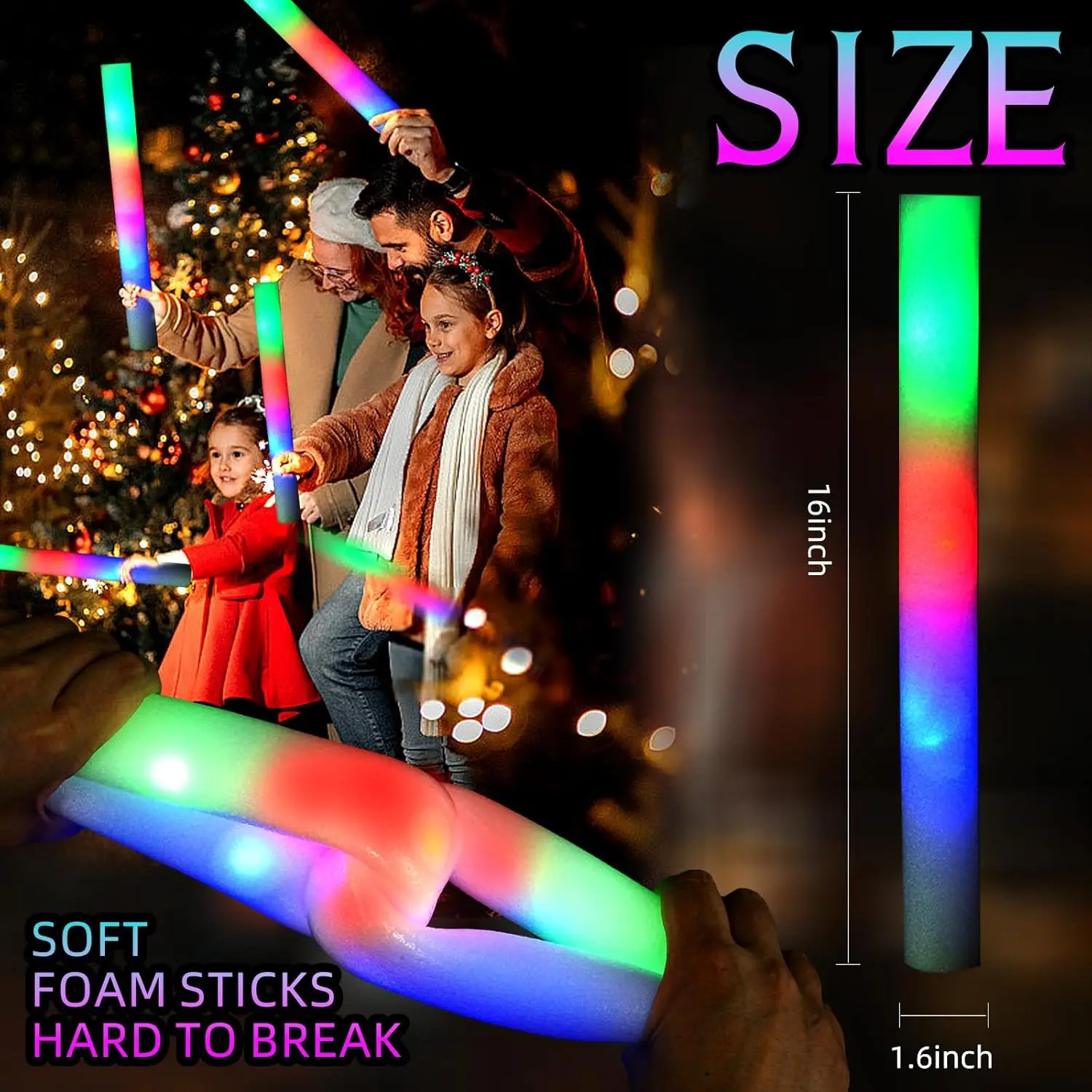 30個入りフォームグロー スティック、3つのモードでカラフル - Flashing Led Foam Sticks Party のレビューと価格
