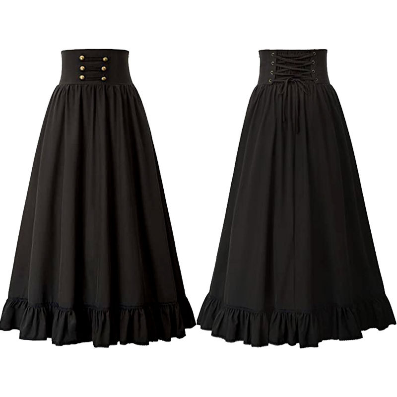 女性用ゴシック中世ビクトリア朝マキシスカート ヴィンテージル - Medieval Renaissance Dress Women のレビューと価格
