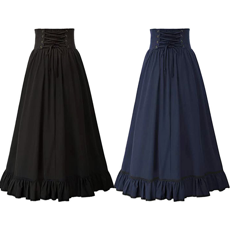 女性用ゴシック中世ビクトリア朝マキシスカート ヴィンテージル - Medieval Renaissance Dress Women のレビューと価格