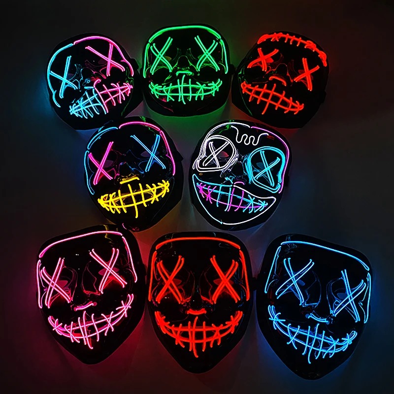 ワイヤレスネオンLEDパージマスクマルチグローホラーフェイス - Led Purge Mask Halloween のレビューと価格