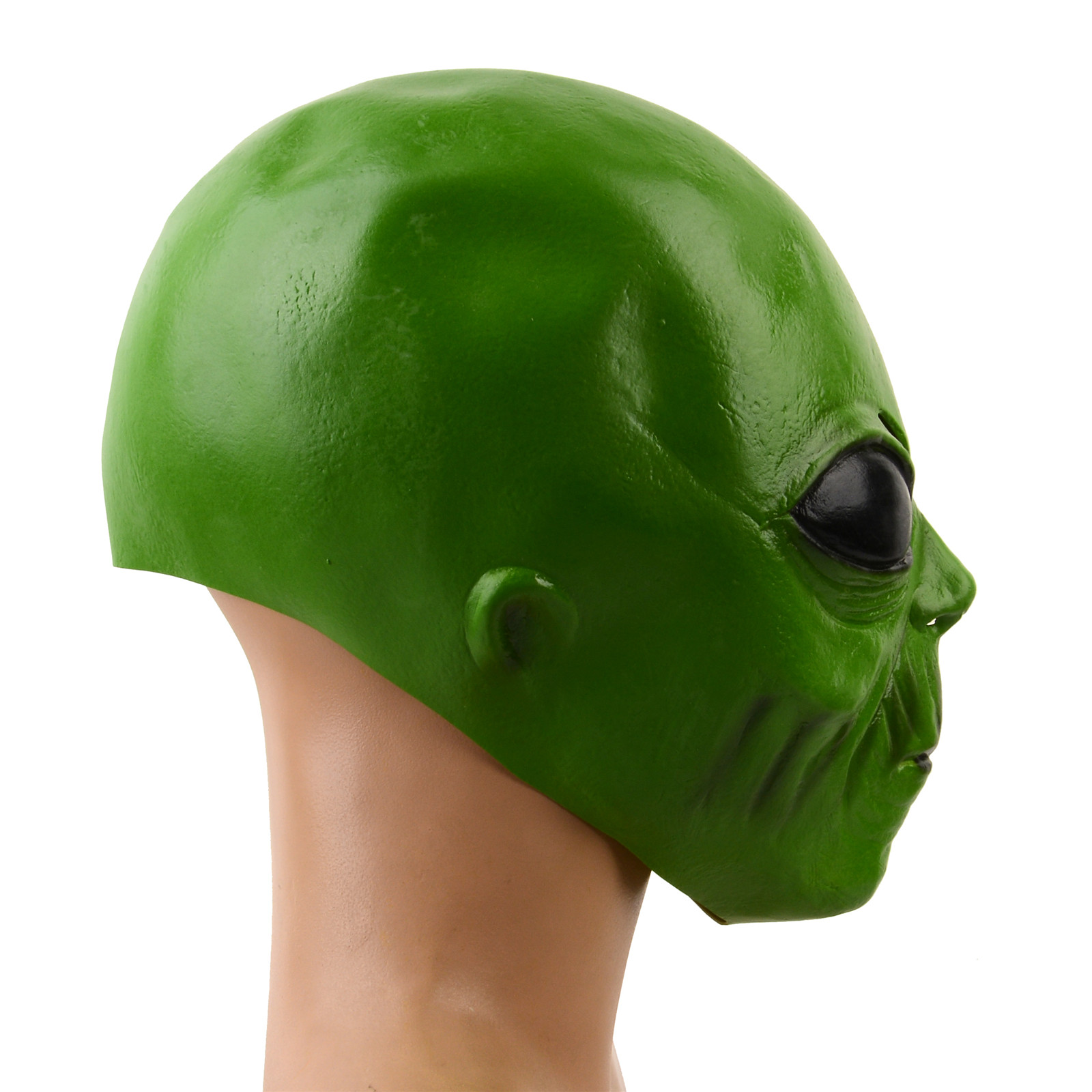 リアルなラテックス製グリーンエイリアンヘッドマスク1個、ハロ - Latex Alien Mask Realistic のレビューと価格