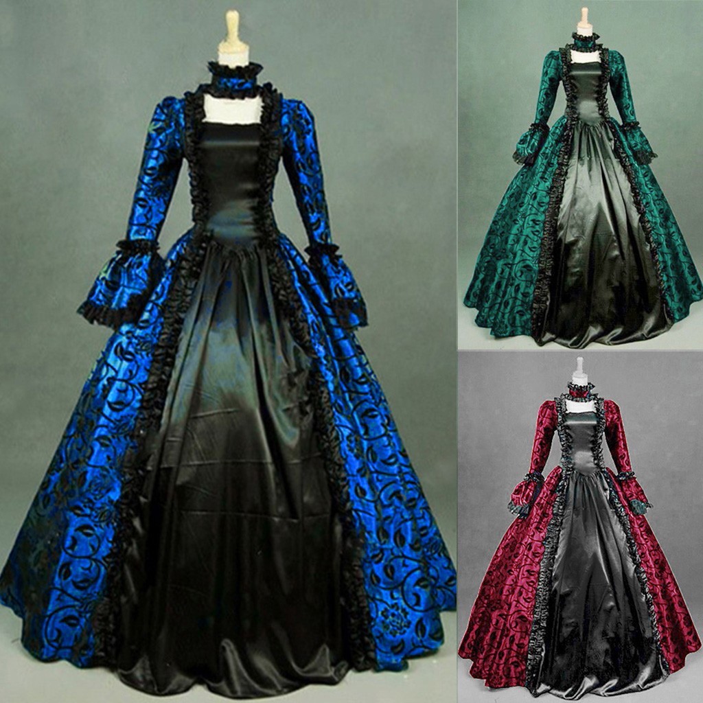 女性ヴィンテージ絶妙なドレスゴシックレトロ花柄ボールガウンド - Medieval Renaissance Dress Women のレビューと価格