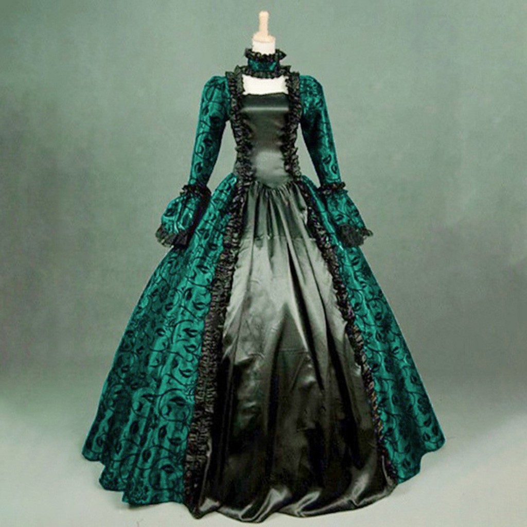 女性ヴィンテージ絶妙なドレスゴシックレトロ花柄ボールガウンド - Medieval Renaissance Dress Women のレビューと価格