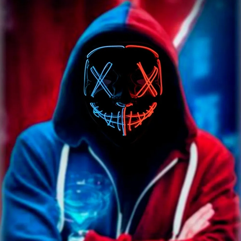 ハロウィーンのキラキラ光るフェイシャルマスク、発光LEDパー - Led Purge Mask Halloween のレビューと価格