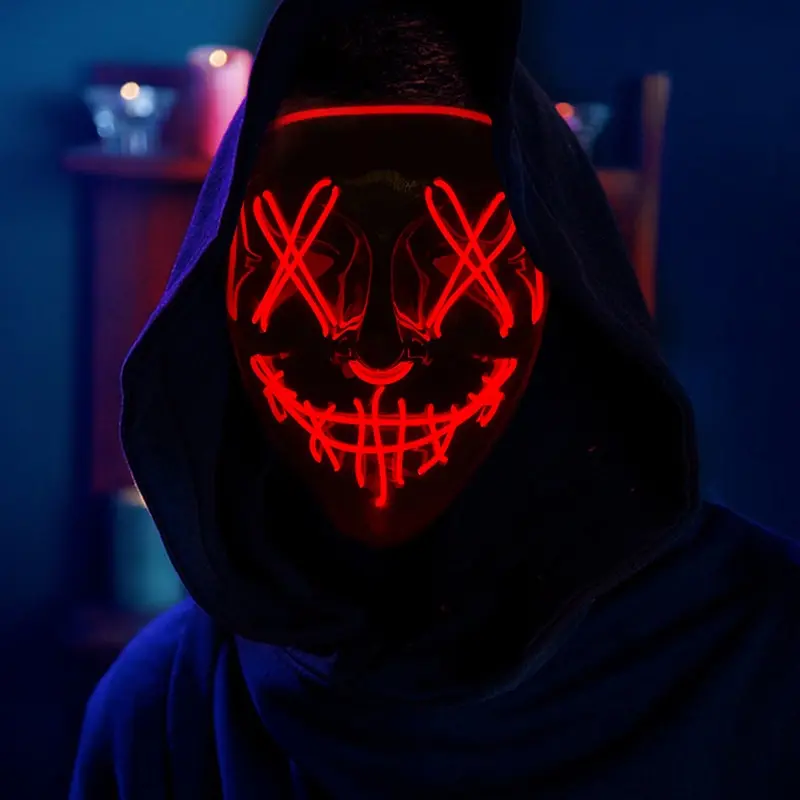 ハロウィーンのキラキラ光るフェイシャルマスク、発光LEDパー - Led Purge Mask Halloween のレビューと価格