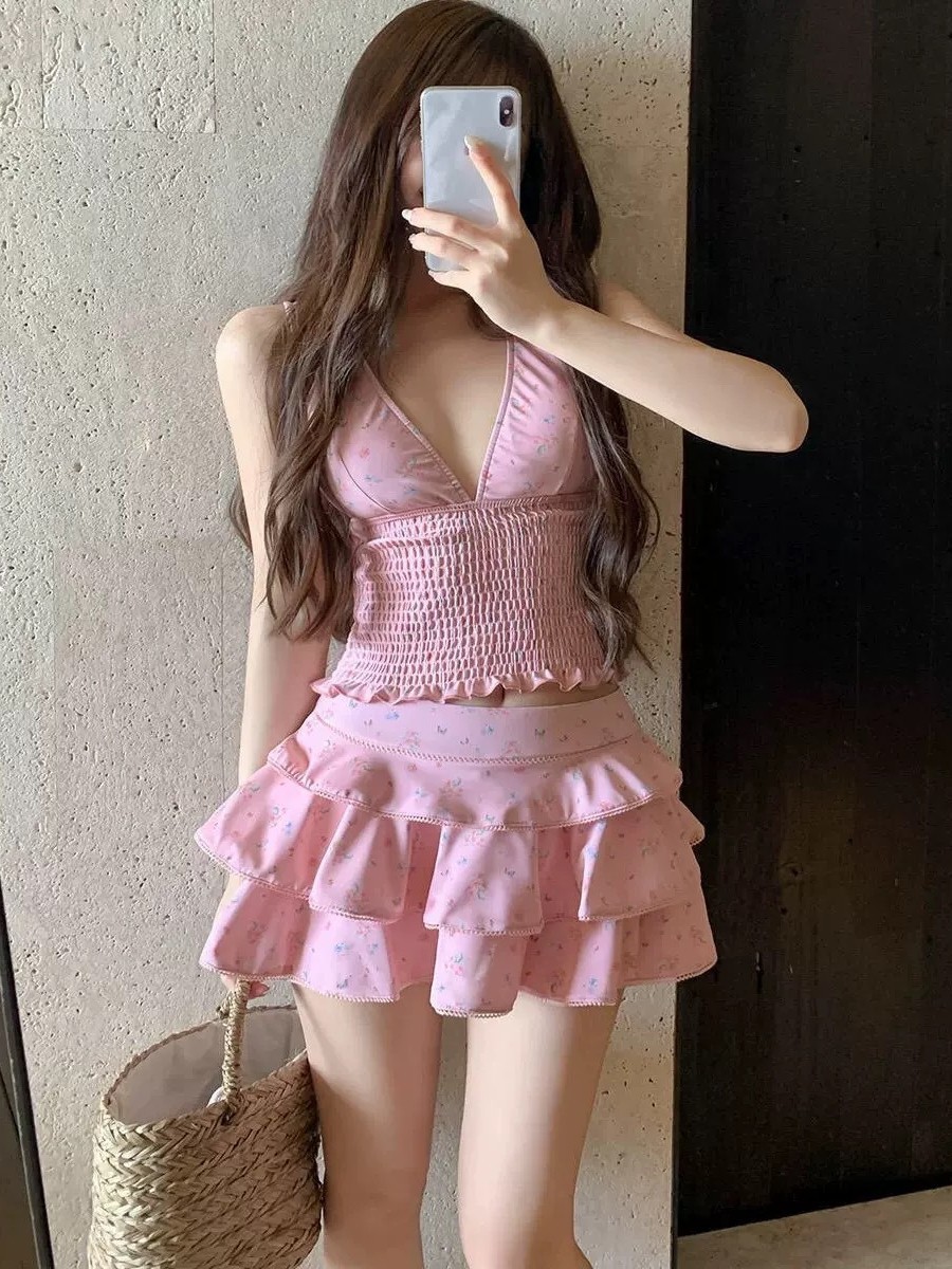 夏の女性の服痩身タンキニ水着女性控えめなスカート付きビキニセ - Costumes のレビューと価格