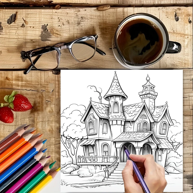 大人向けお化け屋敷塗り絵ブック、ストレス解消のための不気味な - Party Supplies のレビューと価格