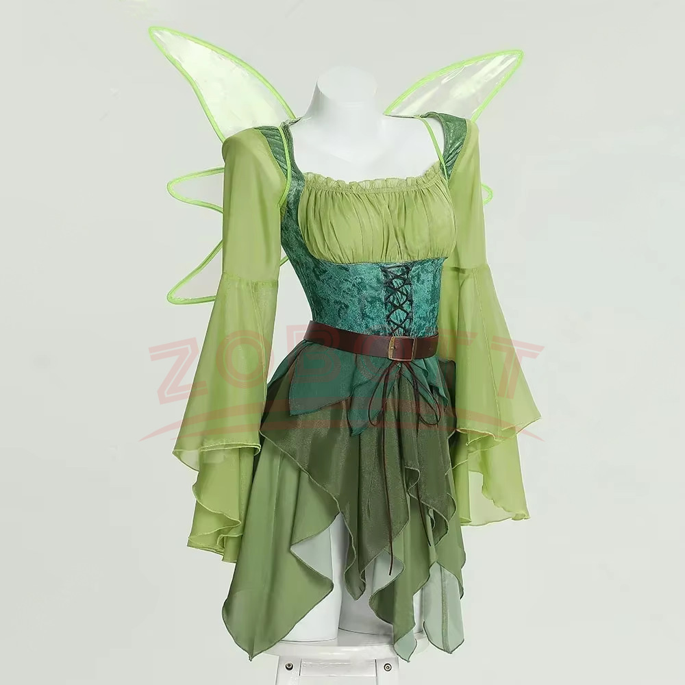 女性用エルフ中世グリーンフェアリードレス魔法のエルフドレスと - Medieval Renaissance Dress Women のレビューと価格