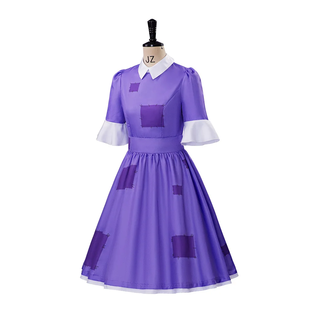 サーカスジャックスコスプレドレス女性パープルパッチワーク半袖 - Medieval Renaissance Dress Women のレビューと価格